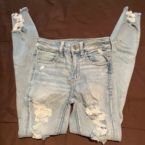 american eagle hi-rise ripped jeggings